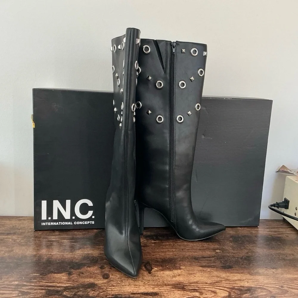 I.N.C. International Concepts Women’s Saiqa Grommet Knee High Boots